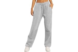 AUTOMET Women's Wide Leg Sweatpants Fleece Lined Baggy Straight Leg Lounge Pants Fall Outfits Athletic Joggers with Pockets