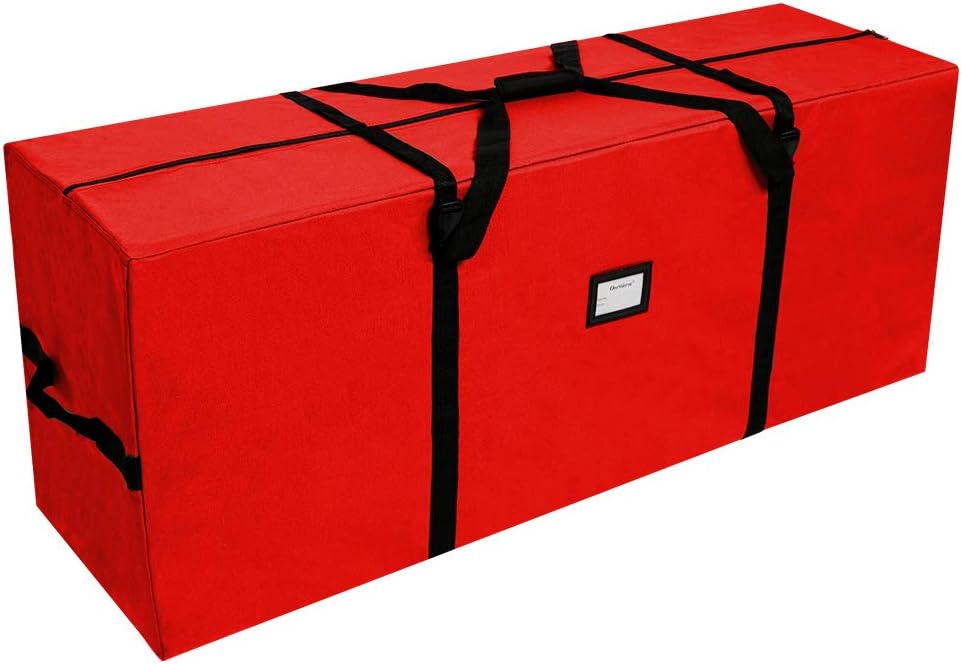 Holiday Décor Storage - OurWarm Christmas Tree Storage Bag Extra Large Heavy Duty Storage Containers for 8 Ft Artificial Tree 600D Oxford Xmas Holiday Tree Storage Bags with Reinforced Handles Zipper, Red 50