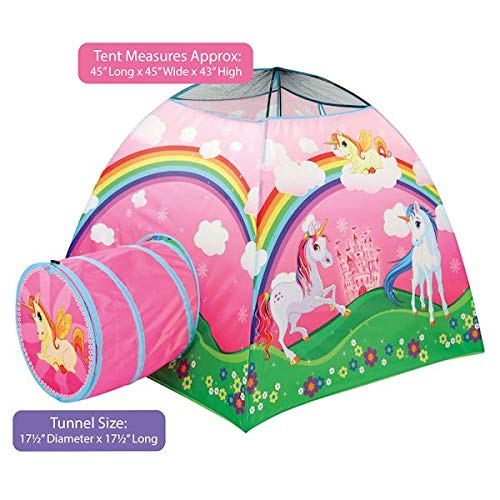 E.P. Indoor/Outdoor Unicorn Play Tent with Tunnel