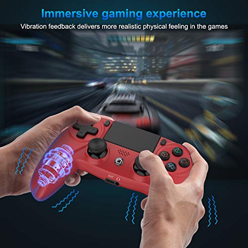 Medvoe Wireless Game Controller for PS4, Built-in Speaker/Gyro/Motor Joystick Remote Gamepad for Playstation 4/Slim/Pro Console - Magma Red