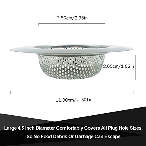 MIBOW Kitchen Sink Strainer, Garbage Disposal Strainer Sink Drain Catcher Plug Drain Cover Kitchen Sink Basket for Kitchen Sinks, Stainless Steel, Large Wide Rim 4.5" Diameter, 2PCS