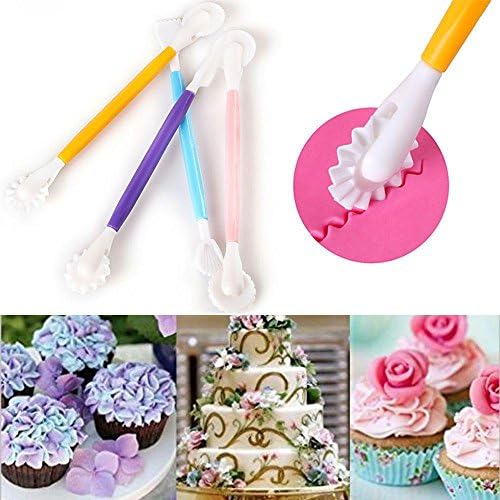 Pocktyle 4pcs 8Patterns Pastry Modelling Craft Carving Cutter Flower Fondant Cake Decoration Baking Tools