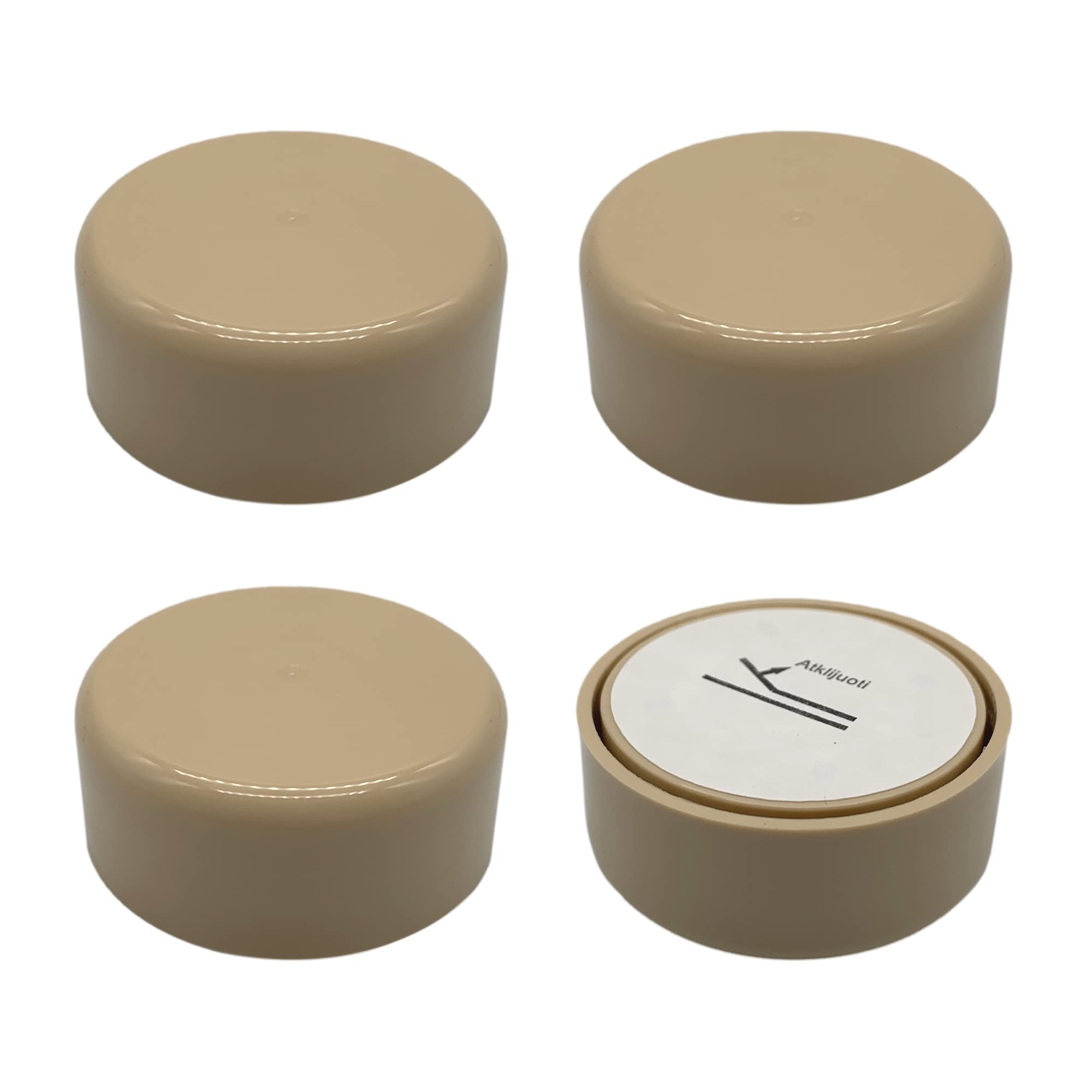 Diforma (Pack of 4 pcs) Height Adjustable Furniture Legs, Round Ø 55 mm, Material Plastic, Installation Via Sticker (4, Beige)