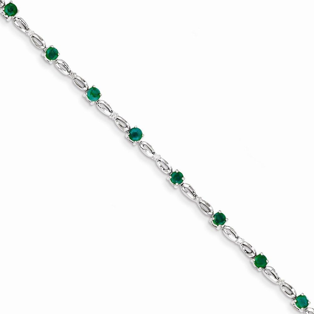 Amazon.com: 14K White Gold Diamond and Emerald Bracelet: Jewelry