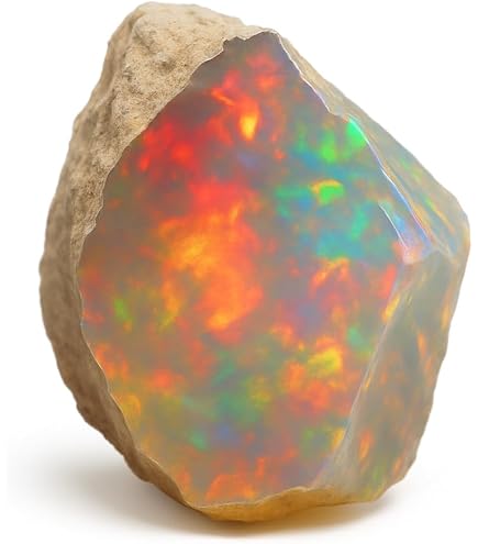Opale Brute éthiopienne Naturelle 73 Carats - Jeu De Couleurs "Fire Play" Exceptionnel - Pierre Précieuse Translucide