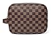 Daisy Rose Luxury Checkered Make Up Bag | PU Vegan Leather Cosmetic toiletry Travel bag (Brown)