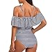 SESY One Piece Swimsuits Off Shoulder Ruffled Floral Printed Bathing Suit Beach Swimwear with Adjustable Shoulder Straps