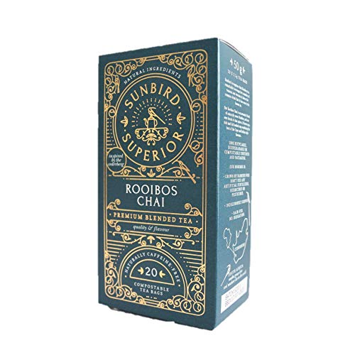 Sunbird Rooibos Chai Rooibos | Roter Tee Blend mit Chai | 20 kompostierbare Beutel | Rare Premium Rooibos | 100…