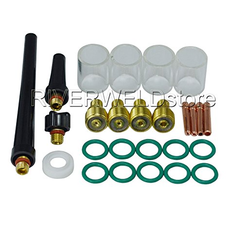 UPC 714250153477, TIG Gas Lens Collet Body &amp; #10 Pyrex Cup Kit DB SR WP 9 20 25 TIG Welding Torch 26pcs