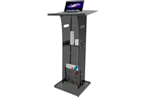 DigDozer Acrylic Podium Stand with Storage Shelf,Segmented Black Lecterns & Podiums,Pulpits for Churches、Conference、Speeches、Weddings、Classroom、Concert,43" H Professional Presentation Podiums