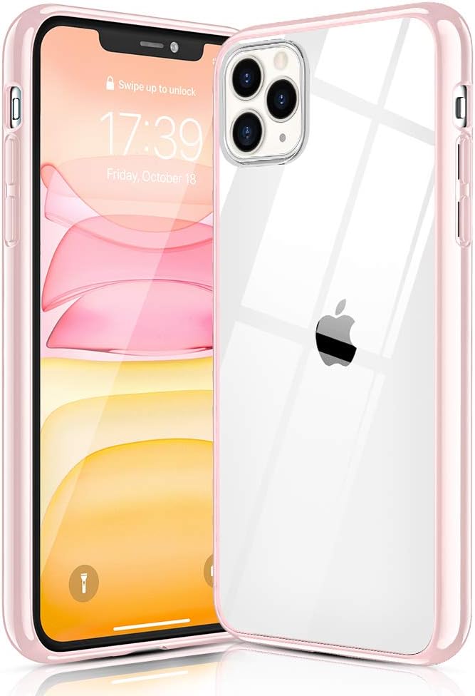 OULUOQI Compatible with iPhone 11 Pro Max Case 2019, Shockproof Clear Case with Hard PC Shield+Soft TPU Bumper Cover Case for iPhone 11 Pro Max 6.5 inch. (Pink)