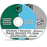 Windows 7 Compatible Install Reinstall Recovery Repair Disk for 32 & 64-Bit PC Systems + Automatic Drivers 2019 Installation 2 DVD Set | Home Premium & Professional