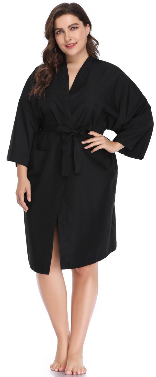 Salon Robes Smock for Clients, Hair Salon Client Gown Cape-Large Size-Black : Beauty