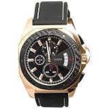 Guess Men's W20013G1 Black Leather Quartz Watch with Black Dial