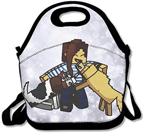 Amurder Stacyplays With Her Two Dogs Insulated Personalized Tote Lunch Food Bag Black