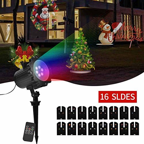 Christmas Led Projector Lights, GOODAN 16 Pattern, Range 40ft Projection Distance Holiday Light Projector, IP65 Waterproof Landscape Garden LED Lights for Various Themes Halloween, Christmas, etc.