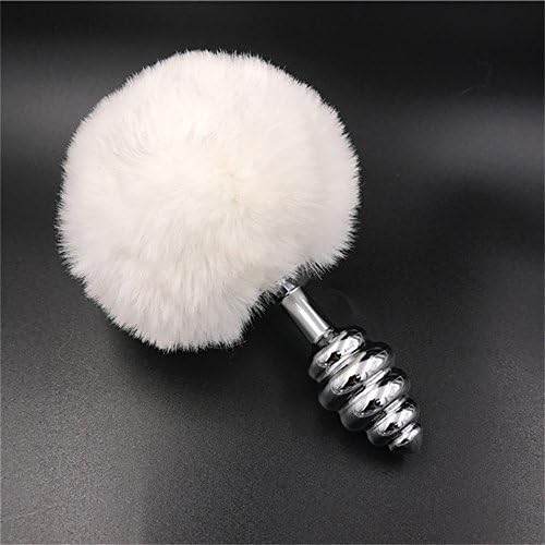 Leosi White Faux Rabbit Tail Stainless Steel Fun Plug Romance Games Play Party Toy Love Gift for High Happy (Style 3, Small Tail,Diameter:9CM/3.54IN)