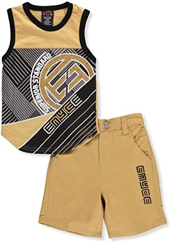Enyce Baby Boys' 2-Piece Short Set Outfit - Khaki/Black, 12 Months