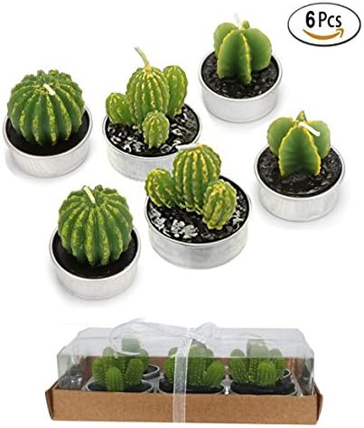 LUCOG Decorative Cactus Tealight Candles, Smokeless Creative Handmade Succulent Cactus Candles As Valentine,Birthday Gift (6 Pcs) (3)