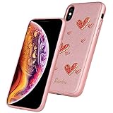 iPhone Xs Case for Women 5.8'' Leather iPhone X Cases Girly DIACLARA [Heart Series] Cute Cases for Women Ladies for Apple iPhone 2018-Pink(11)