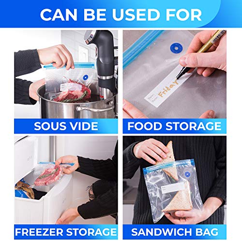 Sous Vide Bags BPA Free Reusable - 30 Reusable Sous Vide Bags + Sous Vide Clips, Sous Vide Bag Sealer, Vacuum Hand Pump - Reusable Storage Bags For Food - Vacuum Storage Bags For Food - Sous Vide Kit