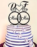Mrs and Mrs Couple Rings Wedding Cake Toppers