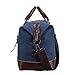 Ulgoo Travel Duffel Bag Canvas Bag PU Leather Weekend Bag Overnight (Deep Blue)