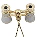 OPO Opera Theater Horse Racing Glasses Binocular Telescope Chain Necklace (Silver with Gold Trim) 3X25