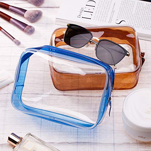 Pangda 5 Pack Clear PVC Zippered Toiletry Carry Pouch Portable Cosmetic Makeup Bag for Vacation, Bathroom and Organizing (Small, Blue) 7 Pangda 5 Pack Clear PVC Zippered Toiletry Carry Pouch Portable Cosmetic Makeup Bag for Vacation, Bathroom and Organizing (Small, Blue)