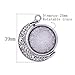 15pcs 25mm Antique Silver Moon Round Pendant Rotation Trays Cameo Setting Cabochon Dome for Crafting DIY Jewelry Making (11473-25mm)