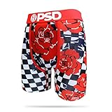 PSD Underwear Mens Red Rose Checkers Athletic Boxer Briefs, Red, x Large