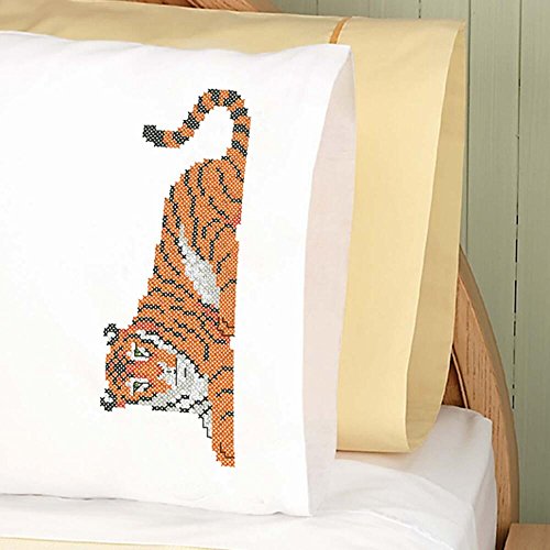 Herrschners® Tiger Pillowcase Pair Stamped CrossStitch