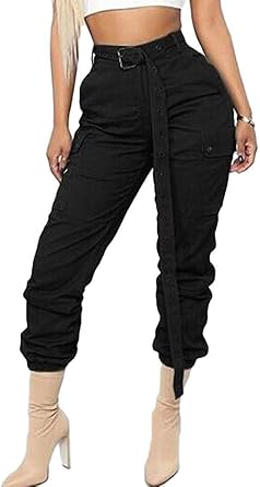 belted black cargo pants