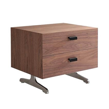 Bedside Tables Walnut Simple Modern Drawer Cabinet Metal Foot
