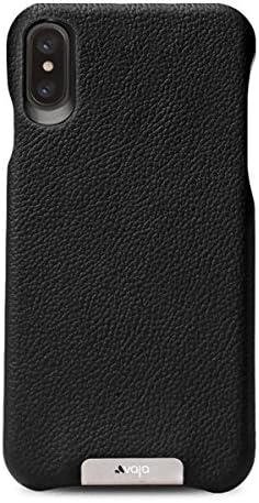 Vaja Grip Leather Case for iPhone X - Hard Polycarbonate Frame, Wireless Charging Compatible - Tough Black