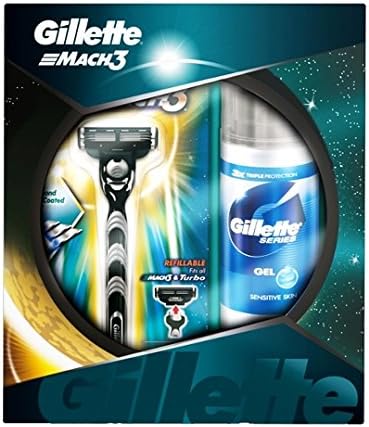 Набор Gillette mach-3 (станок 1касс+гель для бритья Sensitive Skin 75мл)/gil/6 (7702018331635)