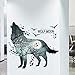 iwallsticker 3D Wolf Moon Wall Decal Sticker Art Decor Decal Home Living Room Bedroom Office Corp Mural