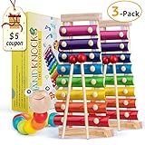 Xylophone for Kids Set Of Three Instrument Toys With Two Xylophone,One caterpillar toy-JiangChuan(2019 New Design),Best Birthday/Holiday Gift For Children's with Two Safe Mallets,Free Music socure