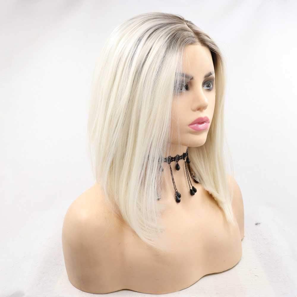 Xiweiya Wigs Synthetic Blonde Ombre Lace Front Bob Wig Synthetic Blonde Short Straight Wigs For Women Hair Heat Resistant Fiber Short Bob Hair - Image 4