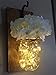 Rustic Hanging Mason Jar Sconces with LED Fairy Lights, Mason Jar Lights, Wrought Iron Hooks, Silk Hydrangea Flower, Batteries Included, Rustic Home Decor Made in USA (Set of 2)