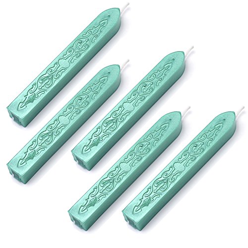 Yoption 5 Pcs Totem Fire Manuscript Sealing Seal Wax Sticks with Wicks Cord Wick Sealing Wax For Postage Letter Retro Vintage Wax Seal Stamp (Green)