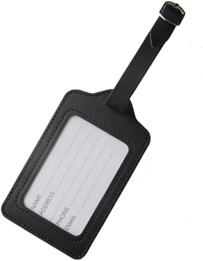TRIXES Luggage Tag x 2 - Black Faux Leather - Luggage Tag ID Labels - Perfect for Holidays and Travel - Image 4