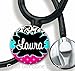 Stethoscope Tag - Damask Polka Dot Blue and Pink - Personalized Name - Steth ID Tag