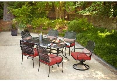 Hampton Bay Fall River 7 Piece Patio Dining Set With Dragon Fruit