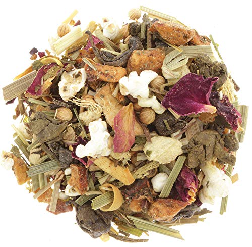AURESA Kräutertee Keine Sorgen im Glas | Grüntee Grunpowder - 90g | Wiederverwendbare Glasflasche mit Korkverschluss – Bild 3