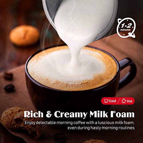 Milk Frother, Electric Milk Frother and Steamer, Large Capacity 4 in 1 Automatic Foam Maker for Hot & Cold Milk Foam, Stainless Steel Coffee Frother for Cappuccino, Latte, Hot Chocolate, 120 V - Thumbnail 2