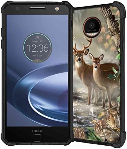 Moto Z2 Case, Moto Z2 Force Case, ABLOOMBOX(TM) Deer in Forest Pattern Flexible Bumper TPU Rubber Soft Skin Silicone Protective Case Cover for Moto Z Force 2nd Generation