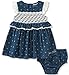 Calvin Klein Baby Girls' 2 Pieces Denim Dress with Panty-Lace Trim, Navy, 12M