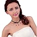 JQUEEN Lolita Black Braided Fabric Lace Choker Collar Beads Tassel Chain Necklace