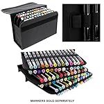 Universal 80 Slot Premium Heavy-Duty Nylon Marker Storage Case with Shoulder Strap - Works with Prismacolor, Copic, Sharpie, and more